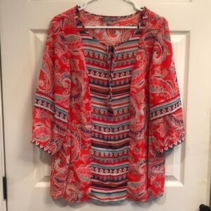 Valerie Stevens size 1X pullover sheer top
